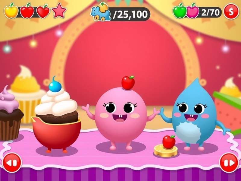Gulaab Jamun Jam game screenshot showing colorful dessert characters
